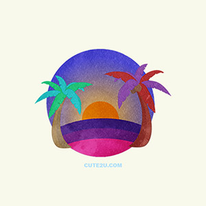 Nature Cute Palm Trees And Summer Scenery Illustration02