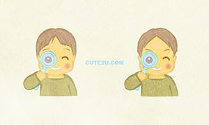 People Boy Boy Looking Through A Magnifying Glass G
