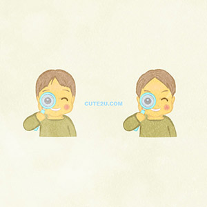 People Boy Boy Looking Through A Magnifying Glass G