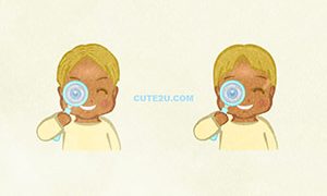 People Boy Boy Looking Through A Magnifying Glass H