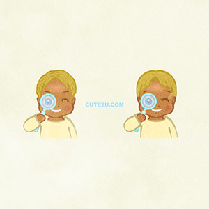 People Boy Boy Looking Through A Magnifying Glass H