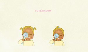 People Girl Girl Looking Through A Magnifying Glass H