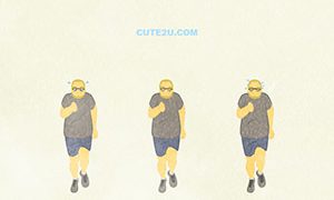 SPORTS Run Bearded Man With Glasses Running A Marathon A
