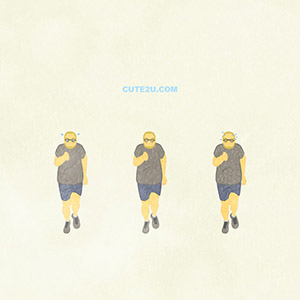 Sports Run Bearded Man With Glasses Running A Marathon A