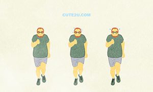 SPORTS Run Bearded Man With Glasses Running A Marathon E