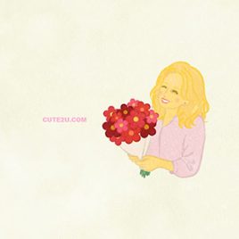 People A Middle Aged Woman Receiving A Bouquet 01 A