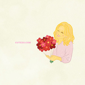People A Middle Aged Woman Receiving A Bouquet 01 A