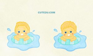SPORTS Boy Swimming with a Swim Ring 01 A 01